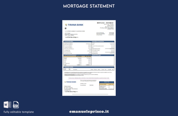 modello di estratto conto mutuo bancario Albania Tirana in stile verificato